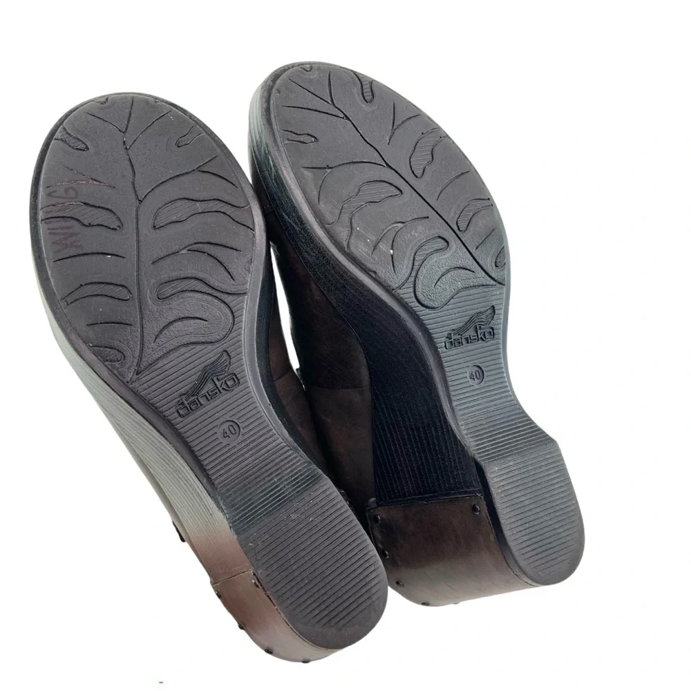 Dansko Fanny Wedge Mary Jane Wedge Heels in Brown Leather